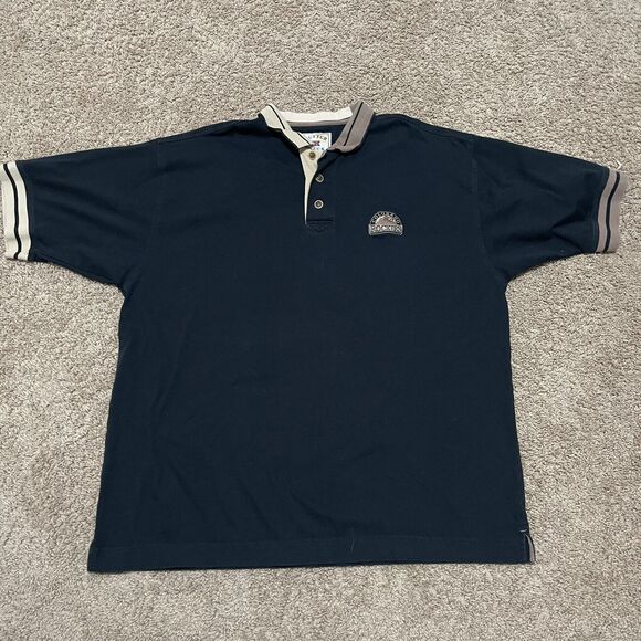VTG Colorado Rockies Polo Shirt XXL Colorblock Club Collar Logo Embroidered MLB - Picture 1 of 9